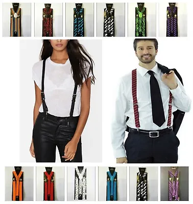 Unisex Adjustable Braces Suspender Slim Trouser Y Clip On Fancy Dress Mens • £3.08