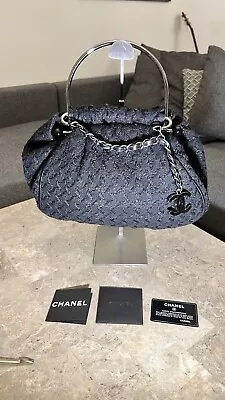 Chanel 2005 Tweed Limited Edition Collector’s Large Tote Top Handle Black Bag • $2000