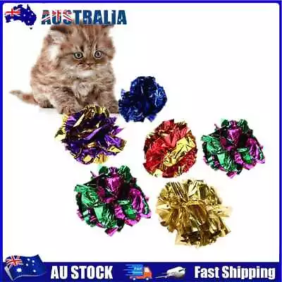  6/24pcs Crinkle Balls Pet Cat Toys Colourful Crinkle Foil Ball Kitten Fun Play • $7.60