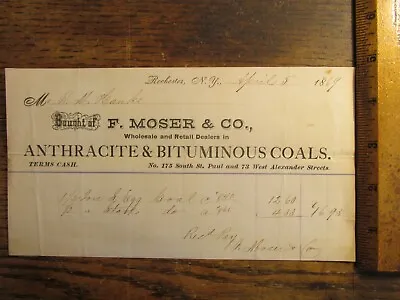 Antique Ephemera Billhead 1860s Rochester NY F Moser Anthracite Bituminous Coal • $17.50