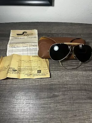 Vintage B&L Ray Ban USA Shooter Wrap-around  Gold Sunglasses 70s/80s W/ Receipt • $224.95