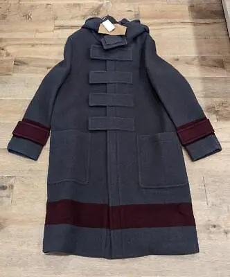 $4090 Mens Burberry Striped Wool Duffel Coat Dark Charcoal/Brown 50 US 40 • $1279.99