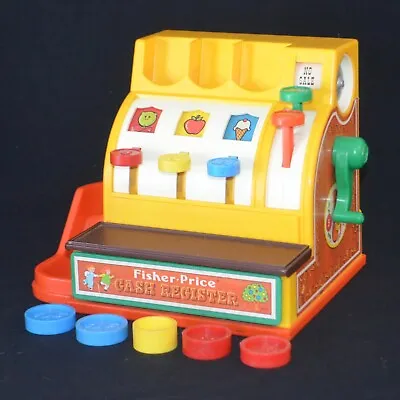 Vintage Fisher Price #926 Cash Register W/Coins Sticker Litho Back Money Tree • $49.95