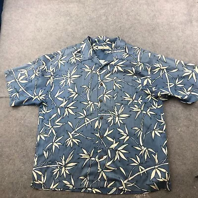 Vintage Tommy Bahama Shirt Mens XL Blue Palm Tree Silk Collared Short Sleeve * • $19.71