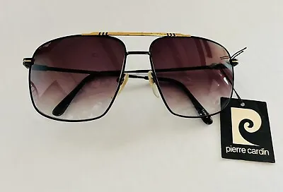 Pierre Cardin Vintage Black And Gold  Square Aviator Sunglasses • $65