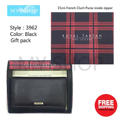 $34.50 • Buy Royal Tartan Genuine Leather Ladies Wallet Medium Size Clutch Purse Black