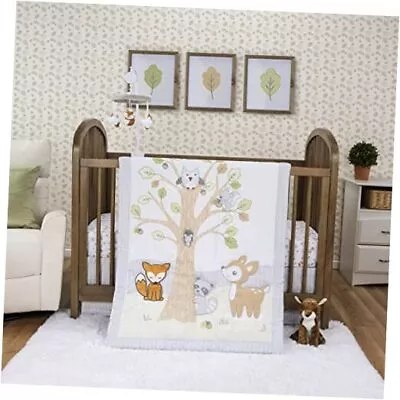  4-Piece Baby Nursery Crib Bedding Set Includes Quilt Fitted Friendly Forest • $106.83