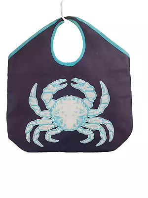 Mud Pie Oversized Jute Blue/White Crab Navy Tote Beach Bag • $18