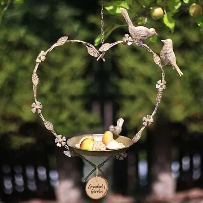 Personalised Hanging Heart Bird Seed Feeding Dish Feeder Garden Accessory Gift • £15.99