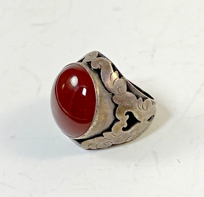 $68 • Buy Vintage 925 Sterling Silver Carnelian Red Stone Ring BA Suarti Size 7