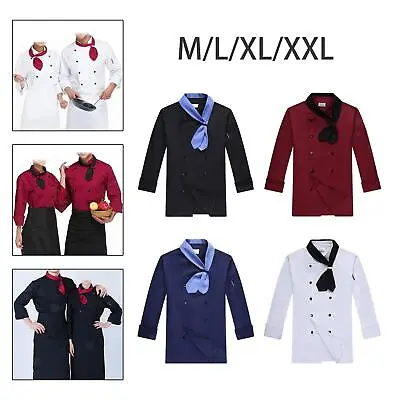 Long Sleeve Chef Coat Durable With Scarf Baking Cook Wear Chef Clothing Chef • £17.27