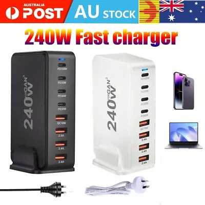 8 Port Fast GaN 240W Multi USB-C Wall Charger Quick Charging QC PD  Type C USB • $46.54