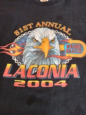 Vtg Biker Laconia Bike Week T Shirt Eagle Weirs Beach 2004  Motorcycle VGC  Sz M • $40