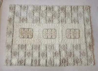 £115 • Buy Vintage Mid Century 60 70s Rya Shag Shaggy Swedish Rug Scandinavian Wool 54 76  