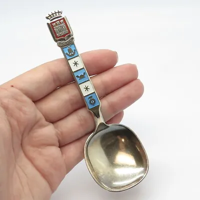 925S Sterling Silver Vintage Norway Theodor Olsens Enamel  Bergen  Spoon • $124.95