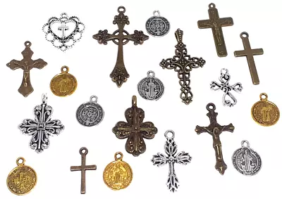 Vintage Catholic Religious Jesus Medals  Pendants Cross Jewelry Junk Drawer Lot • $14.95