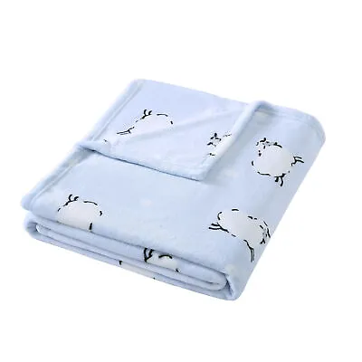 Poppy & Fritz Sheep Flannel Blue Throw Blanket-50X60 • $7.99