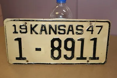 Original Paint Vintage 1947 Kansas Embossed Metal License Plate • $29.95