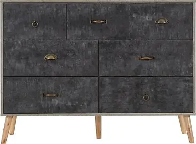 Merchant Chest Cabinet Bedside Table Storage Dresser Nordic Black/distressed • £177.99