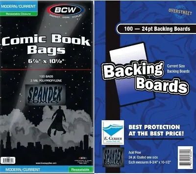 100  BCW 2-Mil Current Resealable Bags & E. Gerber Comic Acid Free 24PT Boards • $23.50