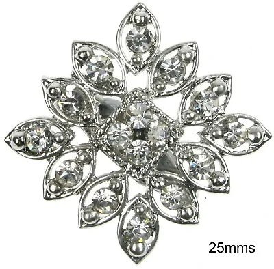 Brooch Silver Wedding Favour Diamante Vintage Pin Bridal Bouquet Shoe Cake Newuk • £1.99