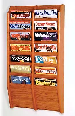 $207.41 • Buy 14 Pocket Wooden Magazine Rack Home Office Lobby Shelf Organizer Display DURABLE