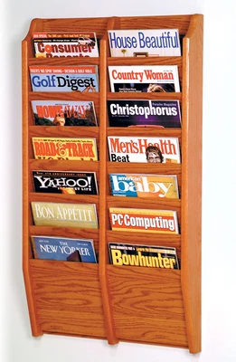 $207.41 • Buy 14 Pocket Wooden Magazine Rack Home Office Lobby Shelf Organizer Display DURABLE