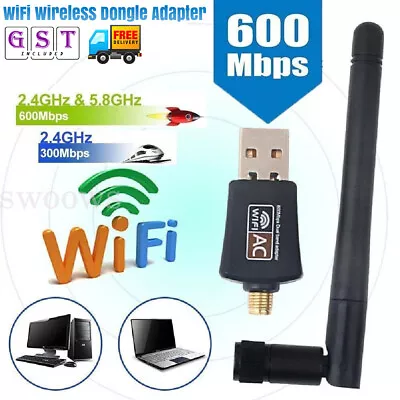 600Mbps USB WiFi Adapter Wireless Dongle Dual Band 2.4GHz/5GHz For PC Laptop • $13.61