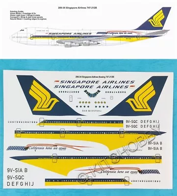 26Decals 1/200 Boeing 747-200 - Singapore Airlines - Laser Decal • $16