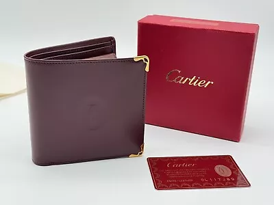 Must De Cartier Burgundy Calfskin Leather Bifold Wallet New 100% Genuine Rp $680 • $415