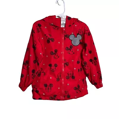 Disney Mickey Mouse Jacket Kids 4T Red Hoodie With Mickey Ears Disney Juniors • $5.99