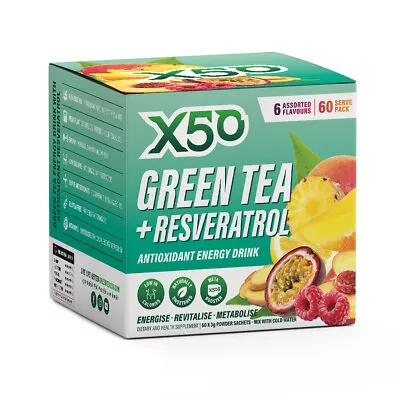 X50 Green Tea 60 Serves 6 Assorted Flavours / Energy Fat Burner Antioxidant • $64.95