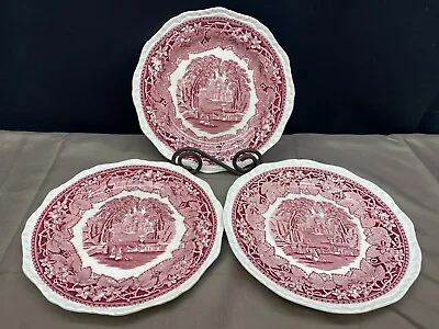 Mason's  VISTA  Pink ~ Set Of 3 ~ Lunch Plates ~ 9  ~ CRAZING! • $23.99