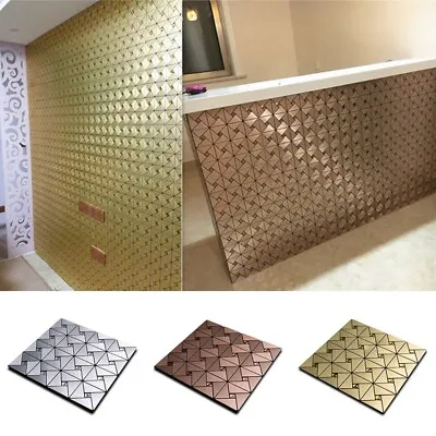 Mosaic Aluminum Backsplash Wall Tile Self Adhesive Peel&Stick Kitchen Decoration • £10.85