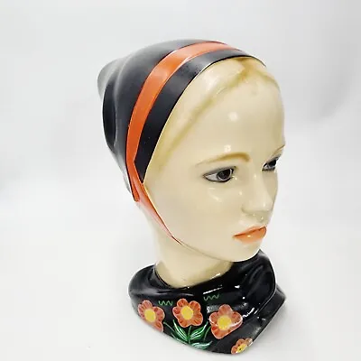 Vintage Marwal Dutch Scandinavian MCM Chalkware Plaster Girl Head Bust 8.5  Tall • $89.99