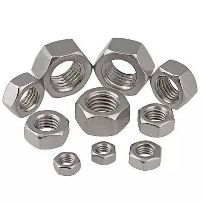 Hex Nuts 304 Stainless Steel Hexagon Full Nut - DIN 934 M3 M4 M5 M6 M8 M10 M12 • $129.83