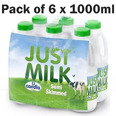 Candia Just Milk UHT Long Life Semi-Skimmed Fresh Milk - Pack Of 6 Bottles X 1L • £12.39