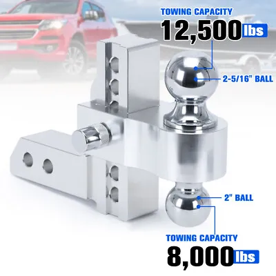 2  Towing Hitch Adjustable Receiver Dual Ball Trailer 12500lbs 6  Drop / 6  Rise • $105.90