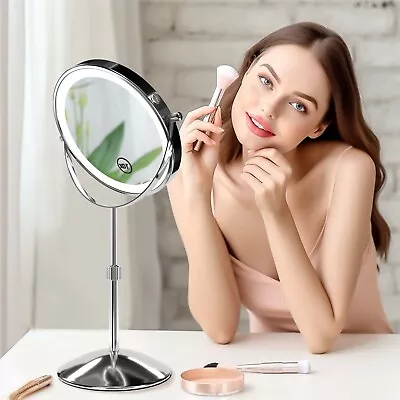 BYNIUA 8” Lighted Makeup Mirror 2000mAh Rechargeable Double Sided Magnifying Van • $52.77