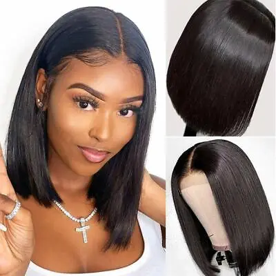 Glueless Lace Front Wig Short Human Hair Lace Front Wigs For Women Straight Bob • $71.40
