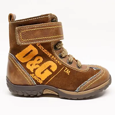Dolce & Gabbana Kids Leather Biker Boots Size 11.5 Italy D & G Junior Brown • $29.40