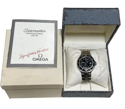 Omega Seamaster Professional Pre-Bond Black Slv 300M Quartz Mens Watch Auth • $3198.95