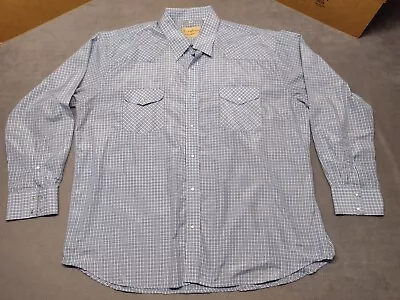 Vintage Cowboy Legend Long Sleeve Pearl Snap Dress Shirt Men's Size 4X Blue  • $18.95