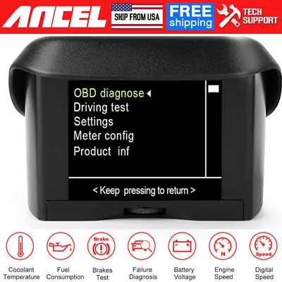 ANCEL Car Digital Speedometer HUD Gauge Inclinometer Compass Slope Meter Level • $42.99