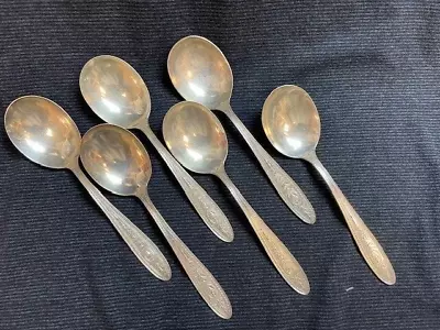 International Co Sterling Silver Wedgwood Soup Spoons No Mono Set 6 DS02 • $175