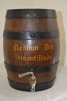 Vintage Coopered Oak Sherry Keg With Tap Medium Dry Amontillado • £25