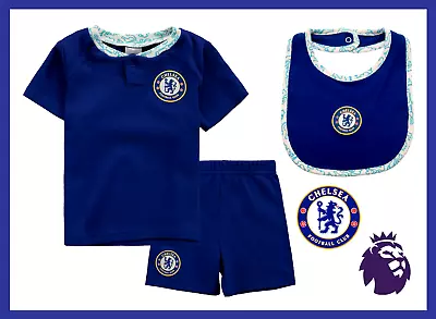 ⚽️Chelsea FC⚽️Authentic⚽️Babys Home Kit T-Shirt Shorts & Bib⚽️6-9 Months⚽️New⚽️5 • £14.99