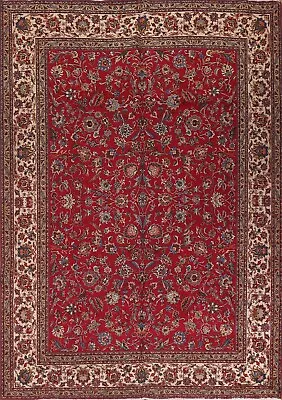 Vintage Floral Bird Design Tebriz 10'x12' Area Rug Wool Hand-knotted Red Carpet • $1399