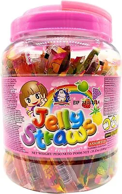 ABC Funny Hippo Assorted Fruit Flavour Jelly Stick Straws 1kg Jar • £9.99