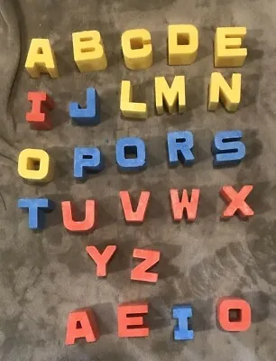 Vintage 1971 Mattel Tuff Stuff Alphabet Letters Resin Blocks Lot 26 Made In USA • $28
